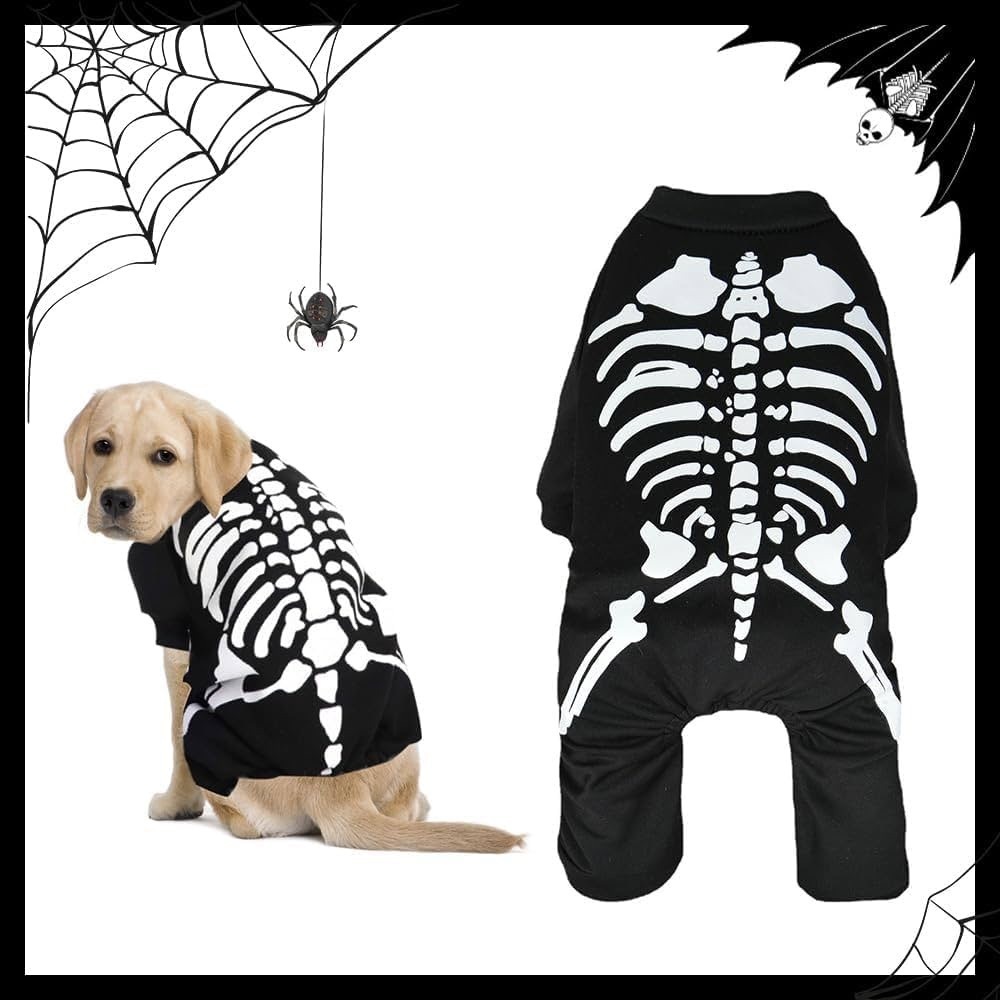 Spooky Skeleton Dog Costume - Black and White